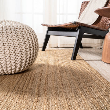Griffin Rustic Farmhouse Woven Jute Solid Area Rug